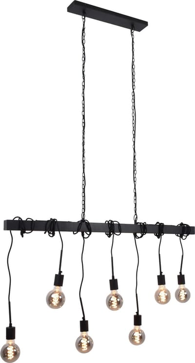 Industriële hanglamp Kezban, zwart, langwerpig
