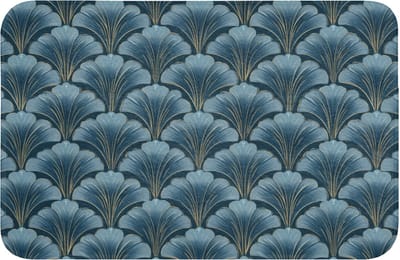 WC mat 60x40 cm - Antislip - Patroon - Ginkgoblad - Blauw - Toiletmat - Vloermat - Douchemat - Toilet tapijt - Toiletmatten