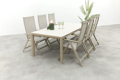 Hartman Napoli/Kings verstelbare tuinset voor 6 personen 220x100 cm. - Latte
