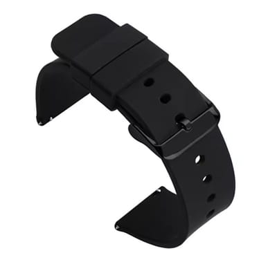 Siliconen Horlogeband - 18MM - Zwart met Zwarte gesp - Horlogebandje