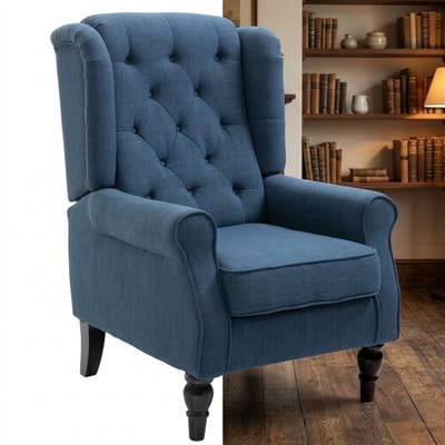 Fauteuil - Relaxzetel - Relaxstoel - Relaxfauteuil - Stoel - Met armleuning - Voor één Persoon - Fluweel - Blauw