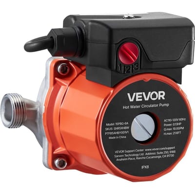 Warmwatercirculatiepomp, 38 LPM, Direct Circulerend Circulatorpompsysteem, 3-Snelheidsregeling, 100W, AC 220-240V, G3/4 inch naar G1/2 inch Adapter,