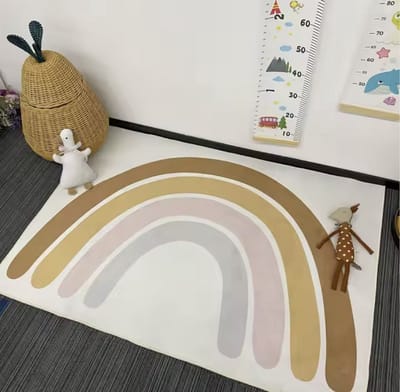 Honeybears regenboog vloerkleed kinderen – Rechthoekig vloerkleed regenboog – Vloerkleed kinderkamer – Babykamer - 140x100cm