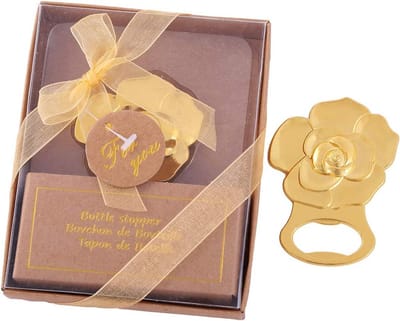 12x Gouden Roos Flesopener Bruiloft Cadeau Gasten - Luxe Verpakking Feest Gunsten