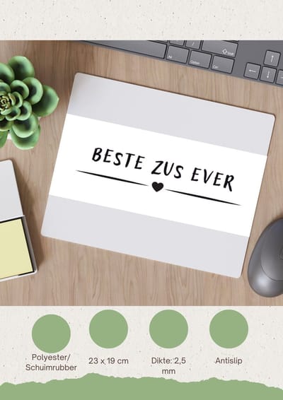 Akyol - beste zus ever Muismat - Zus - sister - leuk cadeau voor je zus - 23 bij 19 cm