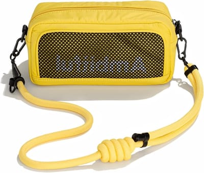 Camera Organizer Pouch voor Fotografie Accessoires | Multiway Hook-On en Crossbody Tas voor SD Kaarten, Batterijen en Lens | Inclusief Verstelbare Band en Interne Verdelers (Geel)