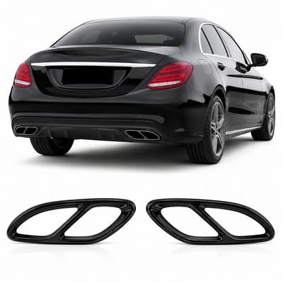 Glanzend Zwarte Uitlaat Sierlijsten Geschikt voor Mercedes A-Klasse W176, B-Klasse W246, C-Klasse W205, GLE W166 & GLE Coupé C292