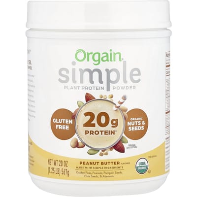 Orgain, Simple, Poudre de Protéines Végétales, Beurre de Cacahuète, 20 oz (567 g)