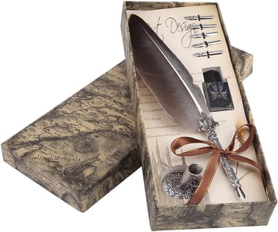 Vintage Black Europese Calligraphy Kit - Antieke Ganzenveer - Vintage Calligraphy Fountain Pen met 5 Tips