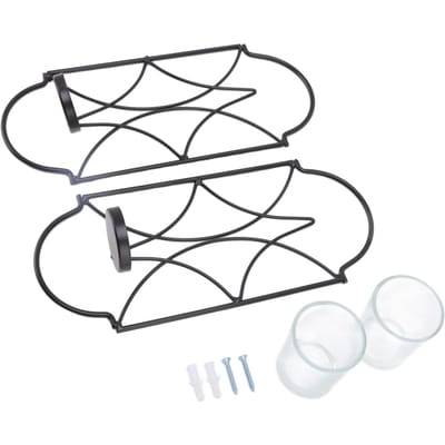 2 Pièces Applique Murale Porte-Bougie Fer Verre Décoration Accessoires pour Salon Chambre noir
