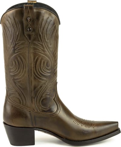Mayura Boots Virgi 2536 Bruin/ Dames Western Laarzen Sierstiksel Spitse Snip Toe Neus Rechte Schacht Hoge Hak Glad Leer Maat EU 37