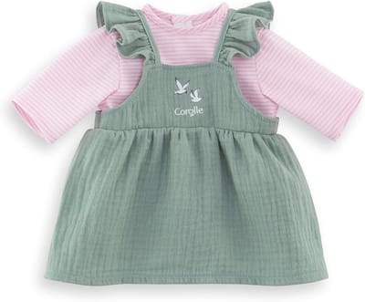Jurk met ruches en T-shirt met Loire afwerking voor poppen van 42 cm