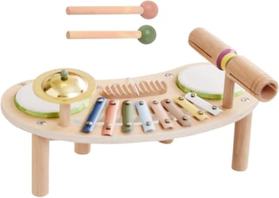 Houten Muziekset - Percussie Speelgoed - Muziek Leren - 7-in-1 Instrumenten - 39 cm - Multicolor