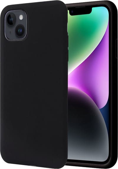 Hoesje geschikt voor iPhone 14 - Matte Back Cover Microvezel Siliconen Case Hoes Zwart