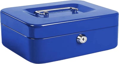 Stevige Geldcassette Blauw met Kleingeldlade en Cilinderslot
