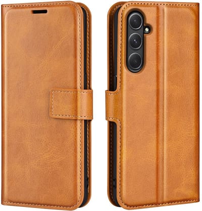 Coverup Hoesje - Geschikt voor Samsung Galaxy A55 Hoesje - Coverup Deluxe Book Case - Bruin