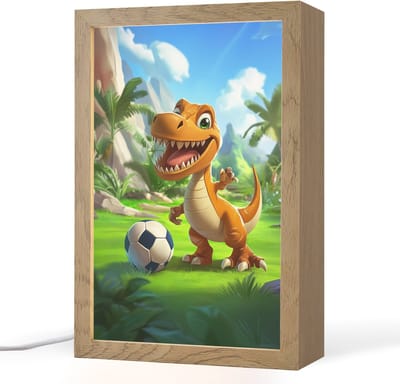 Nachtlampje 20x30 cm - Kinder lampje - Dino - Voetbal - Groen - Tafellamp kinderkamer - Slaapkamer lamp - Bedlamp kinderen - Kinderlampje stopcontact - Wandlamp babykamer - Nachtlampjes