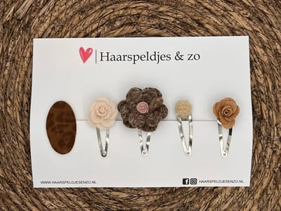 Try-out mix 21 - mix van verschillende speldjes - bruin/beige - 5 cm speldjes