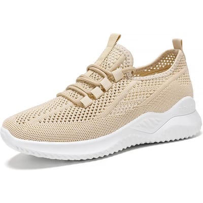 Damesschoenen Zomer Nieuwe Schoenen Lichtgewicht Zachte Zool Damesschoenen Mesh Casual Hardloopsneaker 41 beige