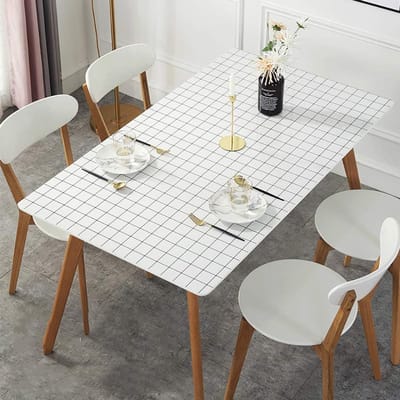 Tafelhoes Beschermer - Desktopmat Vinyl - Tafel Beschermen - Waterdicht Geruit PVC - 90 x 90 cm - Grijs