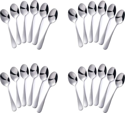 Alheco 24 ovale koffielepels - 13.8cm - RVS koffielepeltjes - Zilver