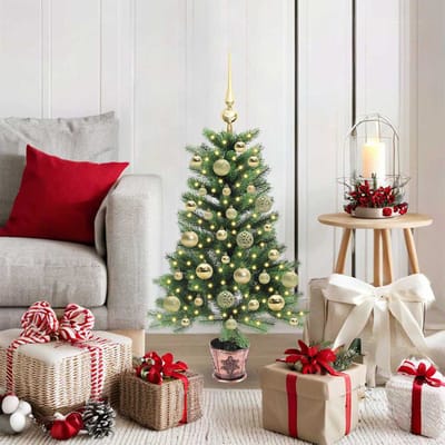 vidaXL - Kerstboom - met - 150 - LED - met - standaard - Groen - 90 - cm - PE
