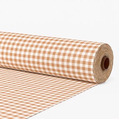 Gamusi Stof op doorlopende snit katoen vichy ruit breedte 280 cm per meter - 70% katoen - 30% polyester - Beige
