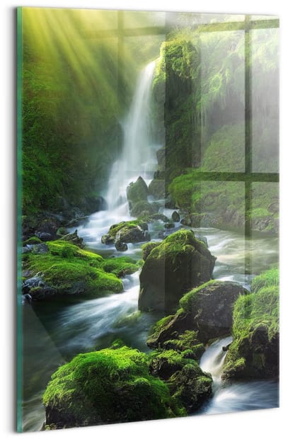 Wallfluent Glasschilderij - Abstracte zwarte metal Foto In Glas - 20x30 cm - Zwart Verticale Muurschildering - Landschap Schilderij Glas - Foto Schilderij Op Glas - Glazen Schilderij