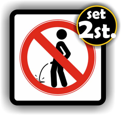 Jerma - Sticker set Verboden te plassen - 2 stuks - 14 x 14 cm - Vinyl - Zelfklevend - Weerbestendig