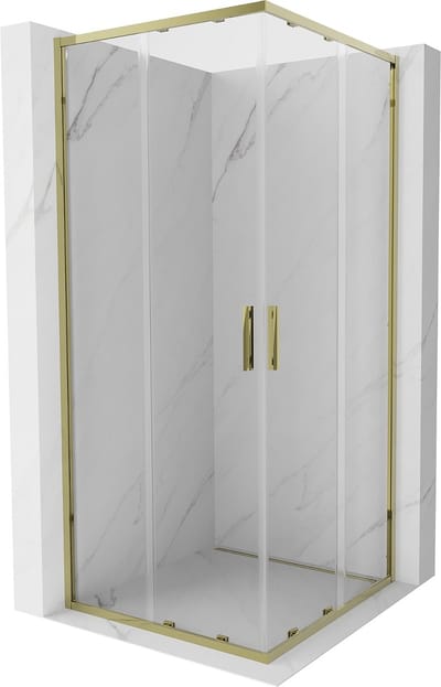 Mexen Exo kwadratische douchecabine schuifbaar 85 x 85 , transparant, goud - 8111-085-085-50-00