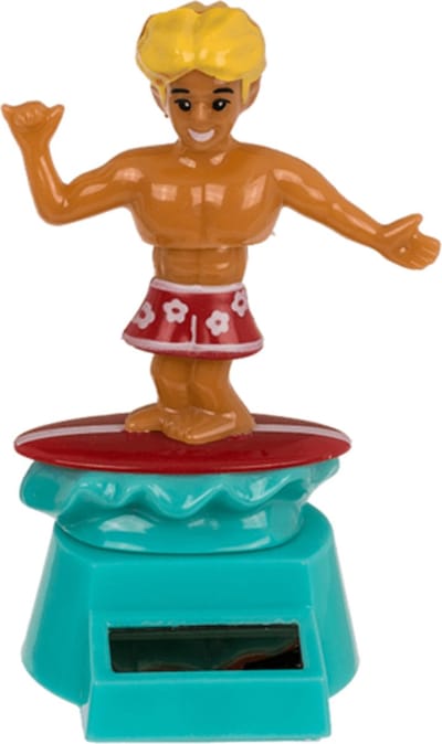 Out of the Blue Solar bewegend figuur - surfer - rood - kunststof - 10 cm