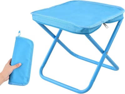 Opvouwbare Campingstoel, Lichtgewicht Mini Stoel voor Tuin, Reizen en Barbecue, Ideaal voor Hiking en Vissen (Blauw, 26.5×23×25cm)