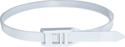 Kortpack - Flat head Tyraps - 400mm x 9.0mm - Wit - 100 Stuks - Kabelbinders met platte kop - Geen scherpe randen - (099.0960)