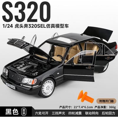 1:24 Mercedes Benz S320 Classic Executive Limousine Legering Diecast Modelauto Simulatie Geluid & Licht Verzameling Cadeau Voor Vriend gray