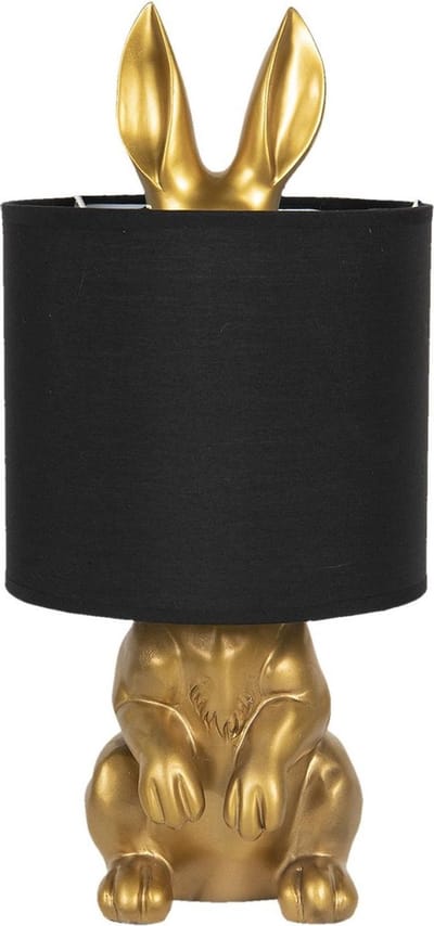 Clayre & Eef Tafellamp Haas Ø 20*42 cm E27/max 1*60W Goudkleurig Kunststof Rond Bureaulamp Nachtlampje