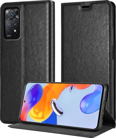 Cadorabo Hoesje geschikt voor Xiaomi RedMi NOTE 11 PRO+ in ZWARTE NACHT - Beschermhoes met magnetische sluiting, standfunctie en kaartvakje Book Case Cover Etui