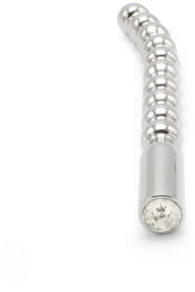 Kiotos - Geribbelde Penisplug Met Lichte kromming En Swarovski Kristal - Diameter 8 & 10 mm 10 mm