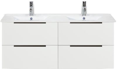 Seville Badmeubelset 120 cm - 4 Laden Wit Hoogglans Edge Greep - Wastafel Enjoy Dubbel