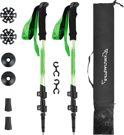 Kinder Telescoopstokken - Wandelstokken set - Buiten avontuur - Lichtgewicht aluminium - 50 tot 96 cm - Groen