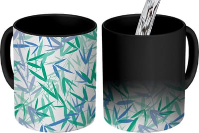 Magische Mok - Foto op Warmte Mokken - Koffiemok - Patroon - Bladeren - Planten - Magic Mok - Beker - 350 ML - Theemok