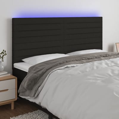 vidaXL - Hoofdbord - LED - 180x5x118/128 - cm - stof - zwart