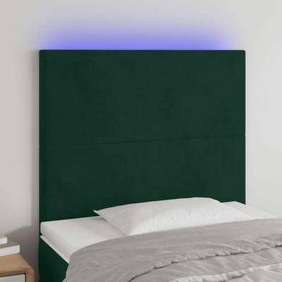 vidaXL - Hoofdbord - LED - 100x5x118/128 - cm - fluweel - donkergroen