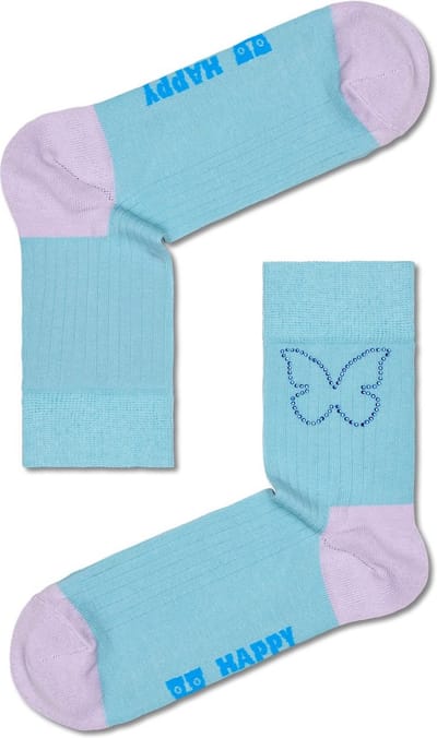 Happy Socks Butterfly Rhinestone 1/2 Crew Sock - hoge unisex enkelsokken - Unisex - Maat: 36 - 40