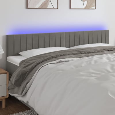 vidaXL - Hoofdbord - LED - 160x5x78/88 - cm - fluweel - lichtgrijs