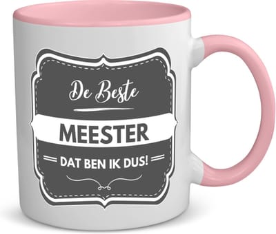 Akyol - de beste meester koffiemok - theemok - roze - Meester - geweldige meester - school - verjaardagscadeau - afscheidscadeau - kado - 350 ML inhoud