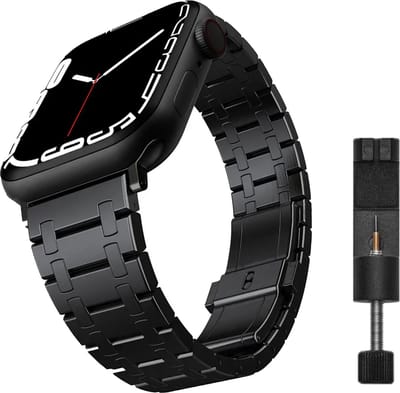 MY PROTECT - Luxe Metalen AP Bandje - Geschikt Voor Apple Watch Bandje - Series 1/2/3/4/5/6/7/8/9/10/SE - 38mm - 40mm - 41mm - 42mm - Zwart