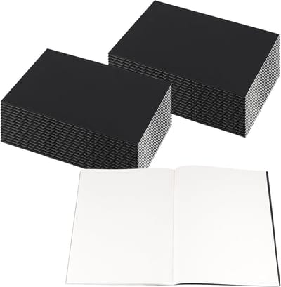 Dailygoods - JEUIHAU 30 stuks B5 blanco notitieboeken, 72 pagina's blanco schetsboek notitieblok, zwart kraftpapier notitieboek voor schrijven, reizen, zaken