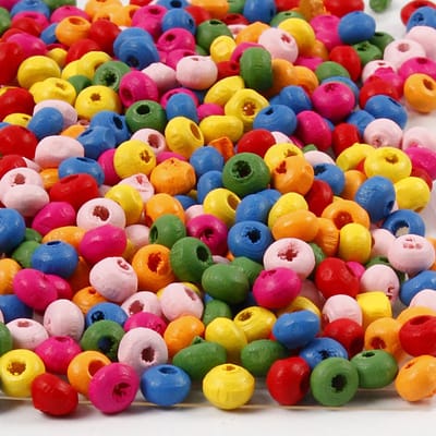 Houten kralen, d 4 mm, gatgrootte 1-1,5 mm, ca. 1500 stuk, 300 gr/ 1 zak