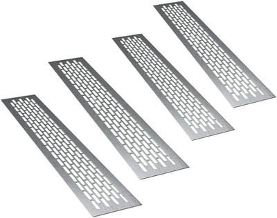 Aluminium ventilatie rooster 48 x 8 cm - 4 stuks - geborsteld