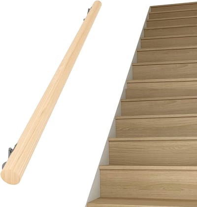 Houten trapleuning - Veiligheidsleuning - Binnen trappen - Massief hout - 80 cm - Houtkleur